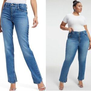 Good American | High Waist Button Front Split Hem Straight Leg Jeans - Size 2/26